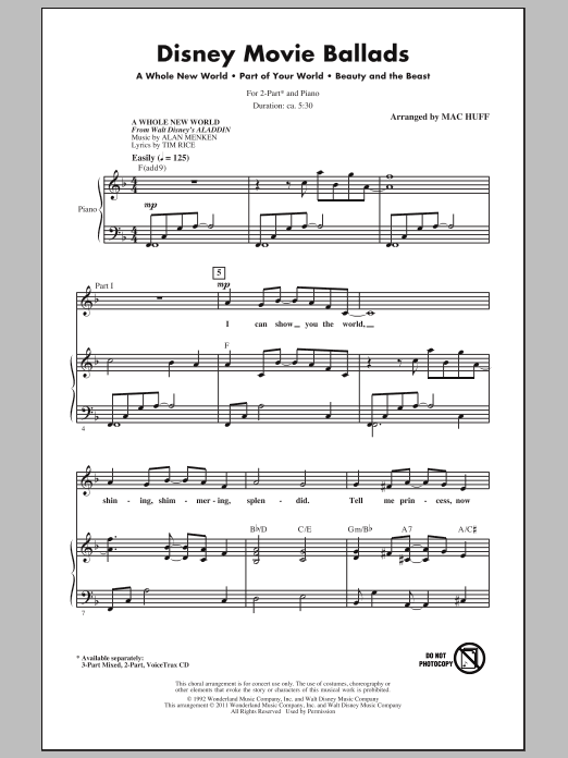 Alan Menken Disney Movie Ballads (Medley) (arr. Mac Huff) sheet music notes and chords. Download Printable PDF.