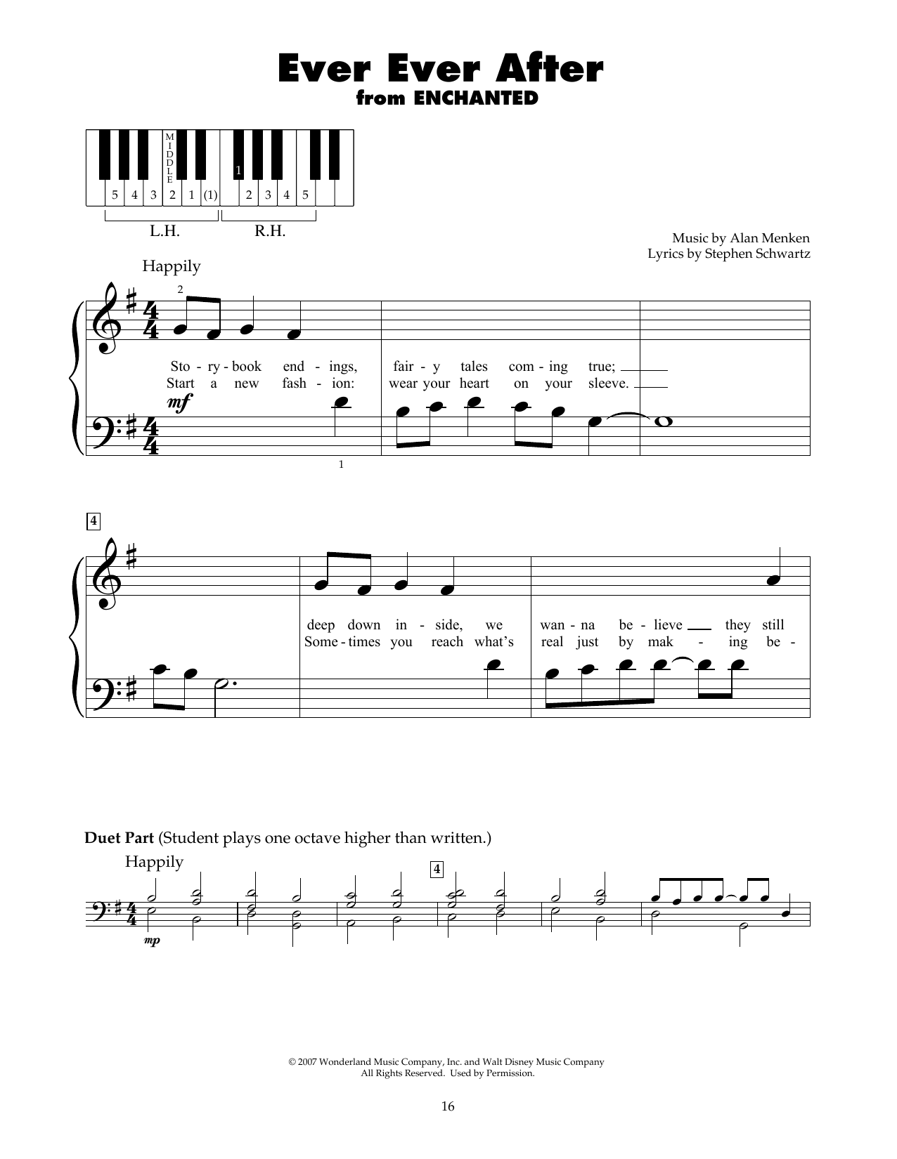 Alan Menken Ever Ever After (from Enchanted) sheet music notes and chords. Download Printable PDF.