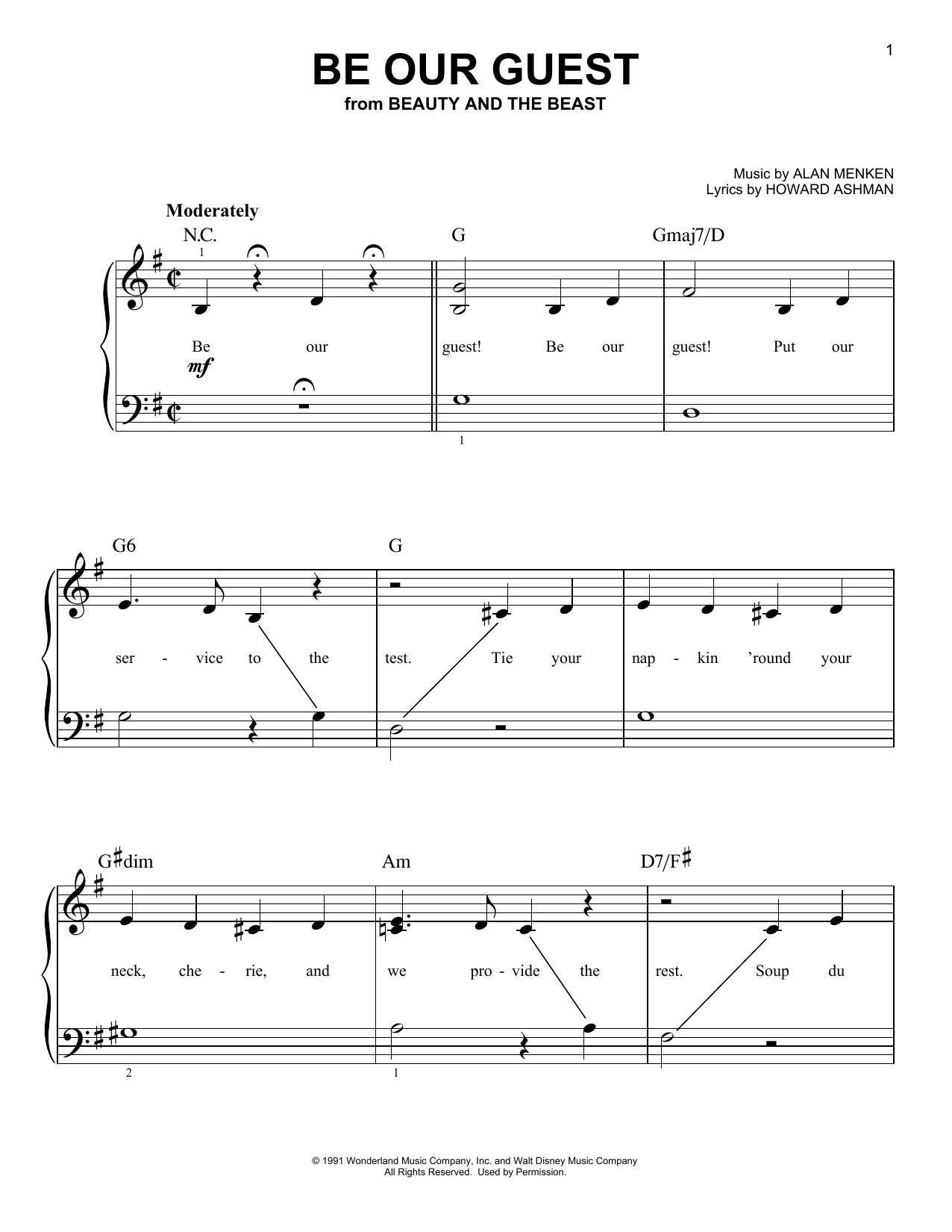 Alan Menken & Howard Ashman Be Our Guest (from Beauty And The Beast) sheet music notes and chords arranged for Trombone Solo