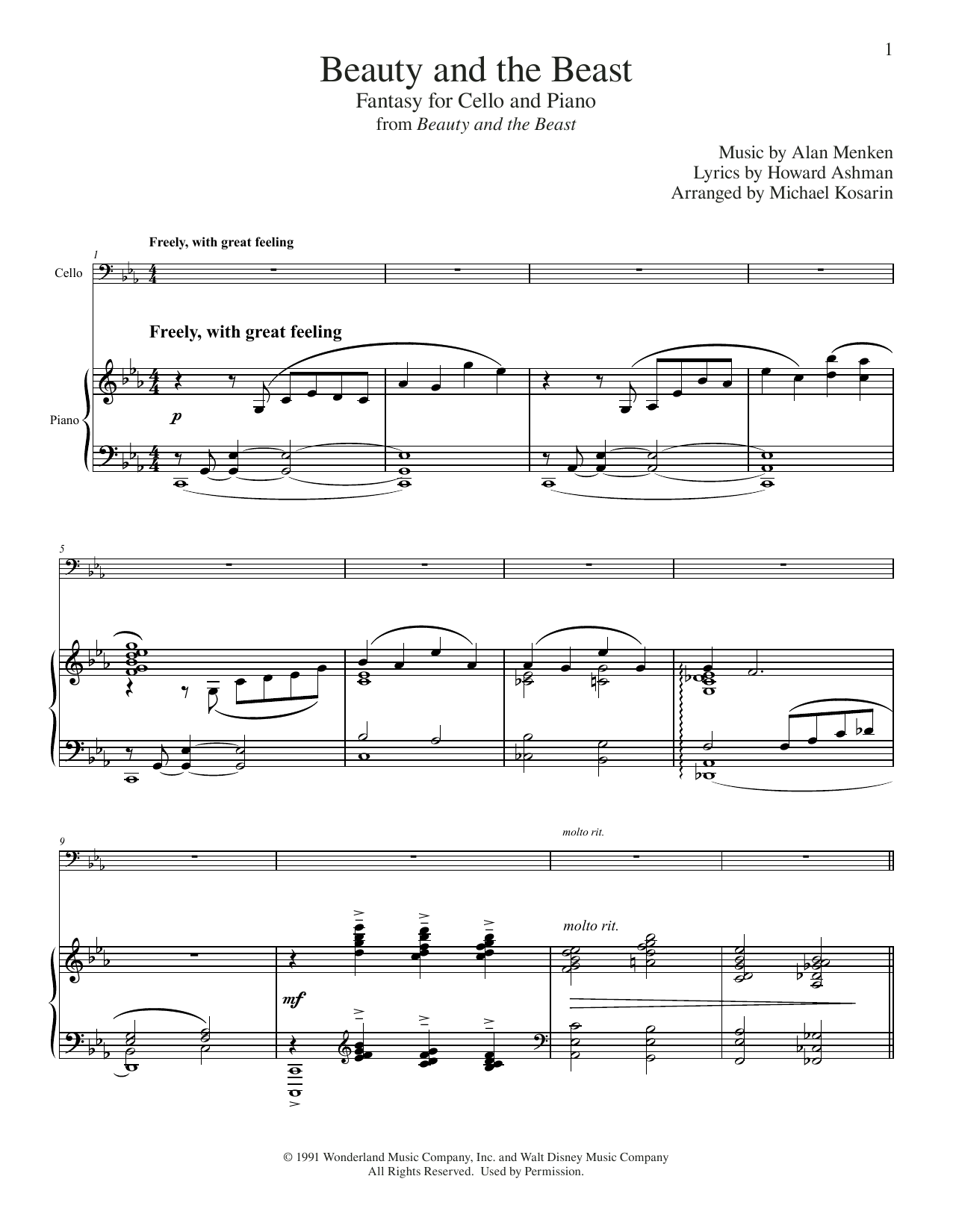 Alan Menken Beauty And The Beast (arr. Michael Kosarin) sheet music notes and chords. Download Printable PDF.