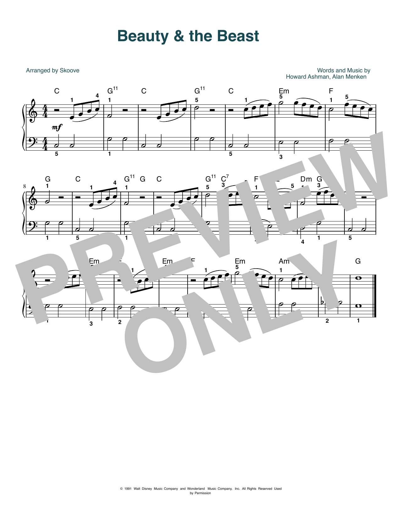 Alan Menken & Howard Ashman Beauty And The Beast (arr. Skoove) sheet music notes and chords. Download Printable PDF.