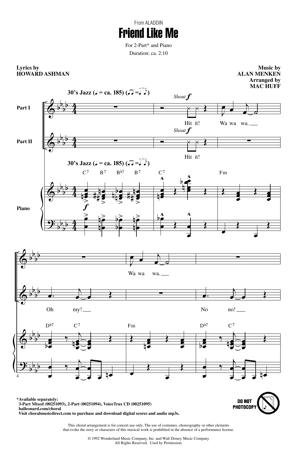 Alan Menken Friend Like Me (from Aladdin) (arr. Mac Huff) sheet music notes and chords. Download Printable PDF.