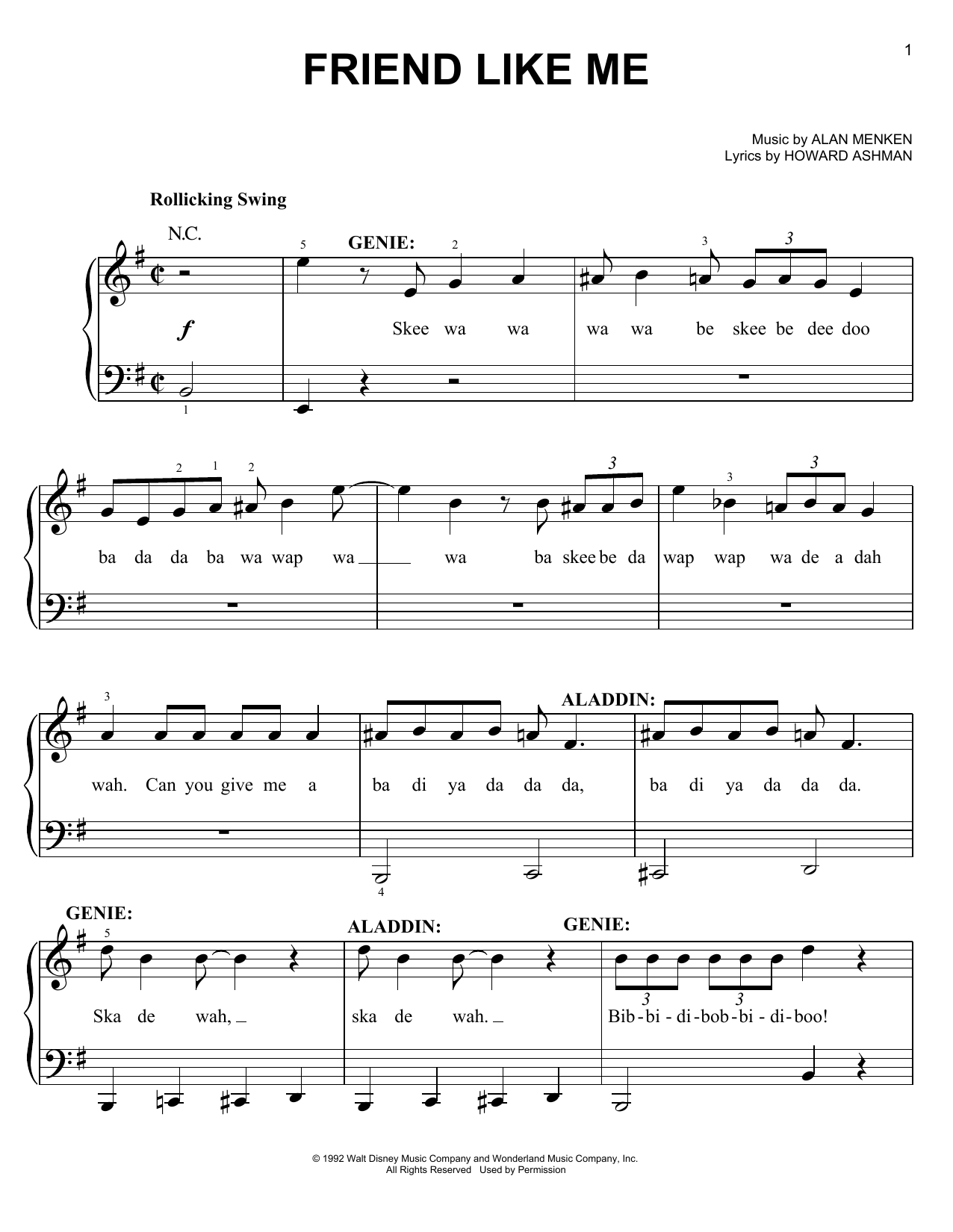 Alan Menken Friend Like Me (from Aladdin: The Broadway Musical) sheet music notes and chords. Download Printable PDF.