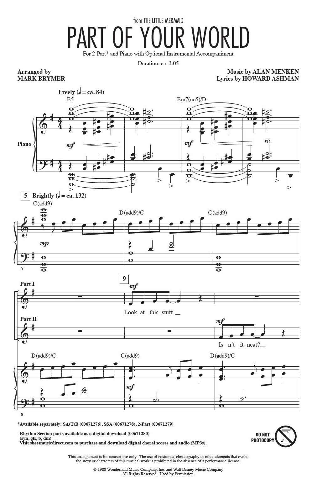 Alan Menken & Howard Ashman Part Of Your World (from The Little Mermaid) (arr. Mark Brymer) sheet music notes and chords. Download Printable PDF.