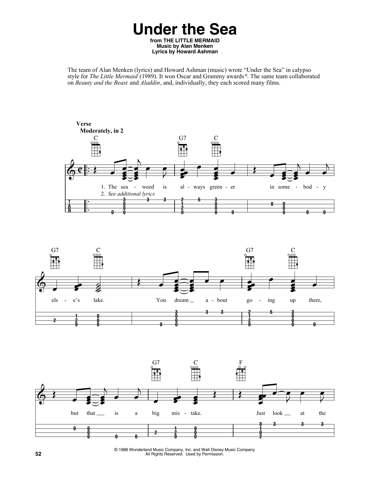 Alan Menken & Howard Ashman Under The Sea (from The Little Mermaid) (arr. Fred Sokolow) sheet music notes and chords. Download Printable PDF.