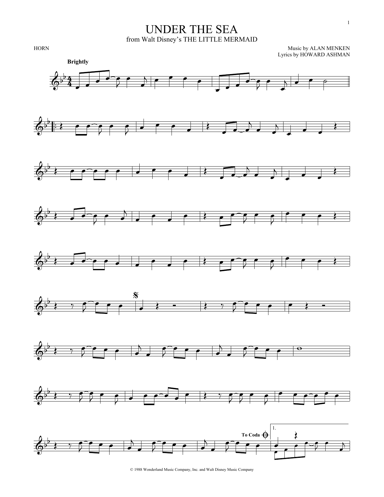 Alan Menken & Howard Ashman Under The Sea sheet music notes and chords. Download Printable PDF.