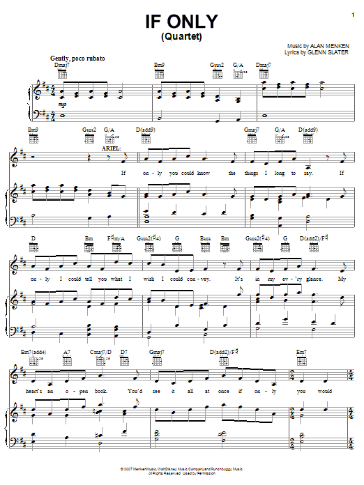 Alan Menken If Only (Quartet) sheet music notes and chords. Download Printable PDF.