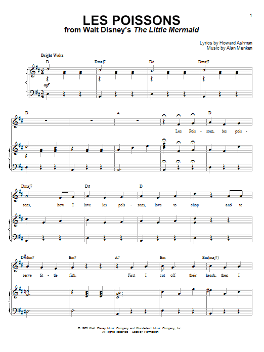 Alan Menken Les Poissons (from The Little Mermaid) sheet music notes and chords. Download Printable PDF.