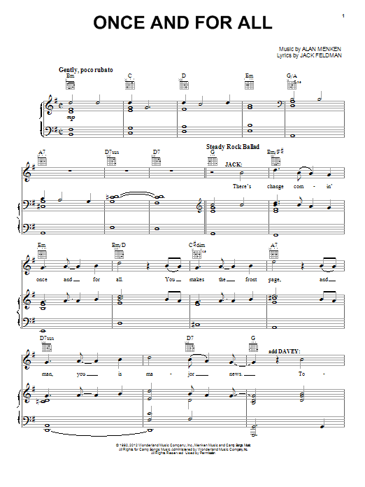 Alan Menken Once And For All sheet music notes and chords. Download Printable PDF.