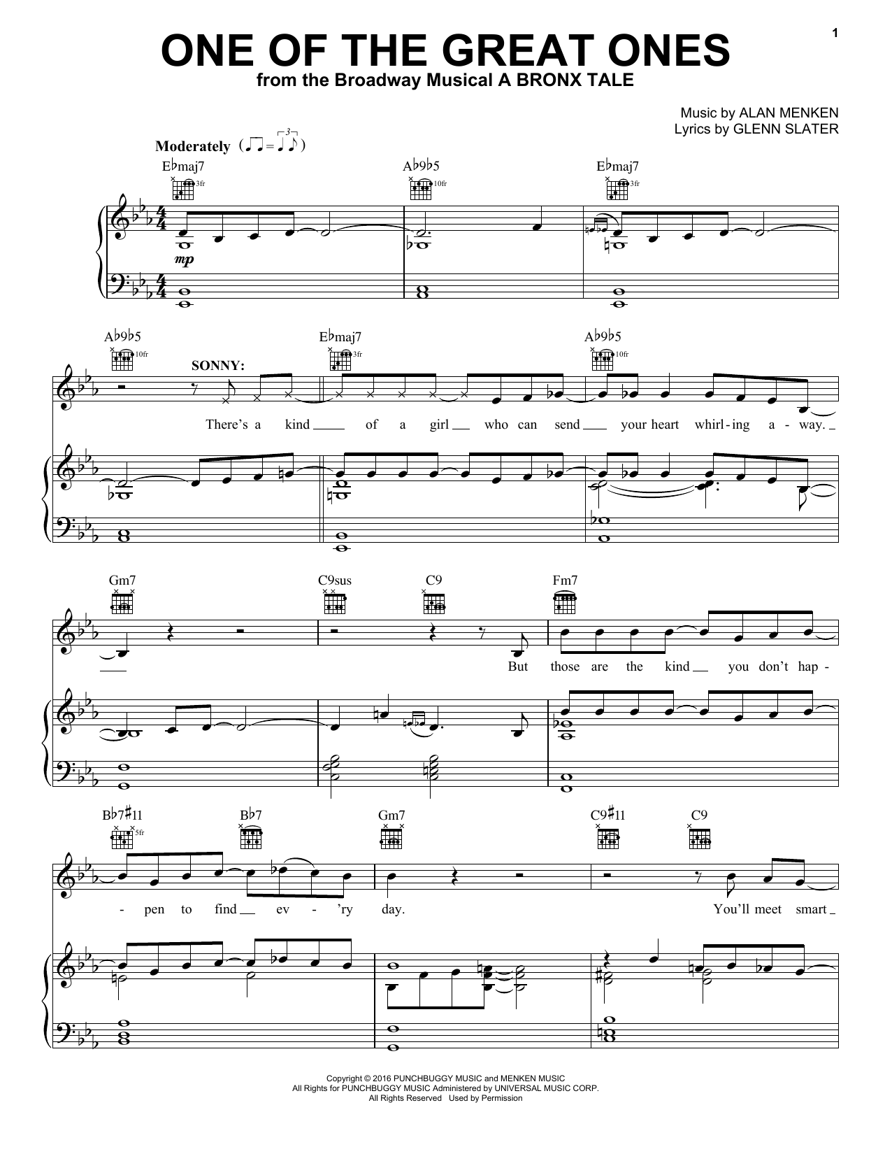 Alan Menken One Of The Great Ones sheet music notes and chords. Download Printable PDF.