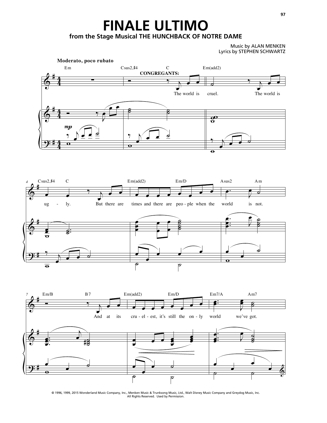 Learn to play Alan Menken Finale (Ultimo) sheet music for Piano & Vocal in minutes. Price: 7.8900$ Alan Menken Finale (Ultimo) sheet music notes and chords arranged for Piano & Vocal
