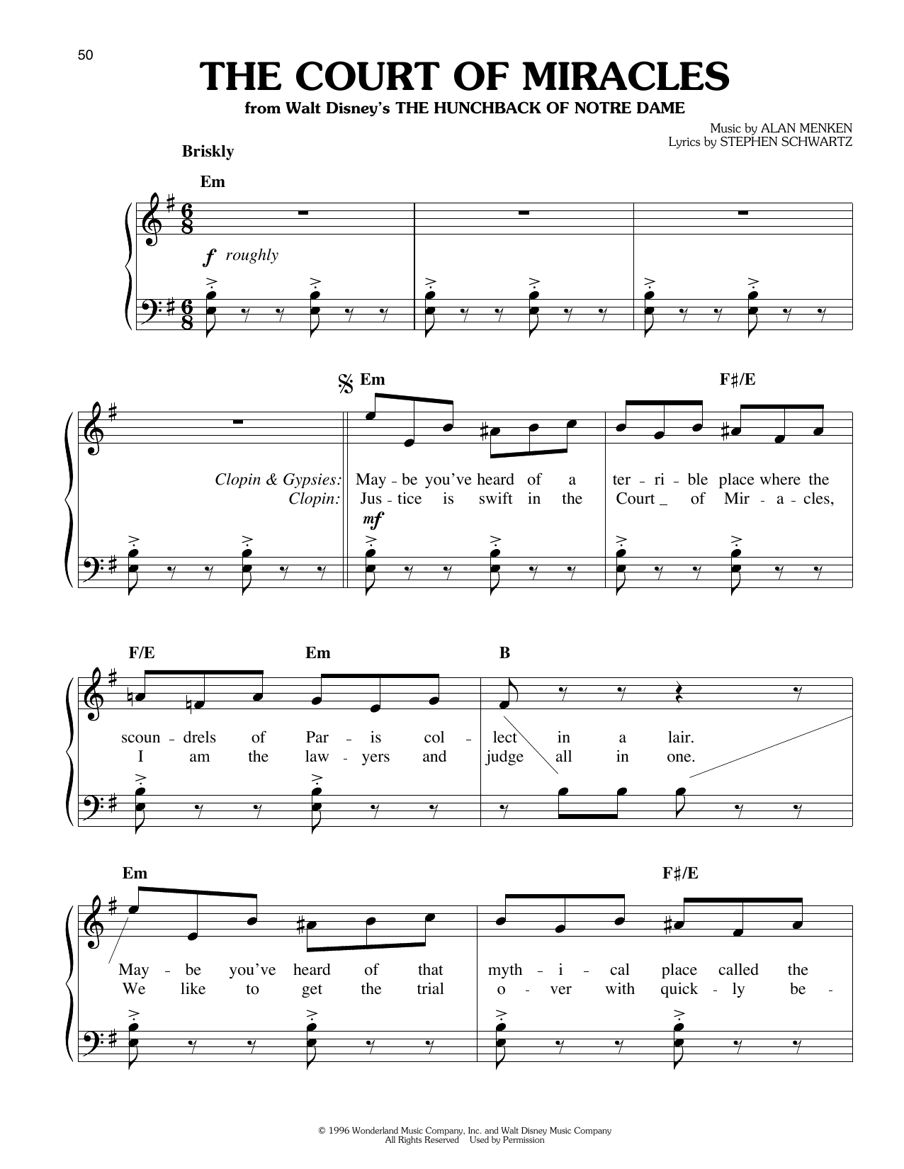 Alan Menken & Stephen Schwartz The Court Of Miracles (from The Hunchback of Notre Dame) sheet music notes and chords arranged for Easy Piano