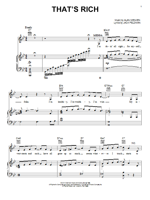 Alan Menken That's Rich sheet music notes and chords. Download Printable PDF.