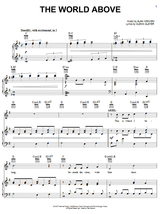 Alan Menken The World Above sheet music notes and chords. Download Printable PDF.