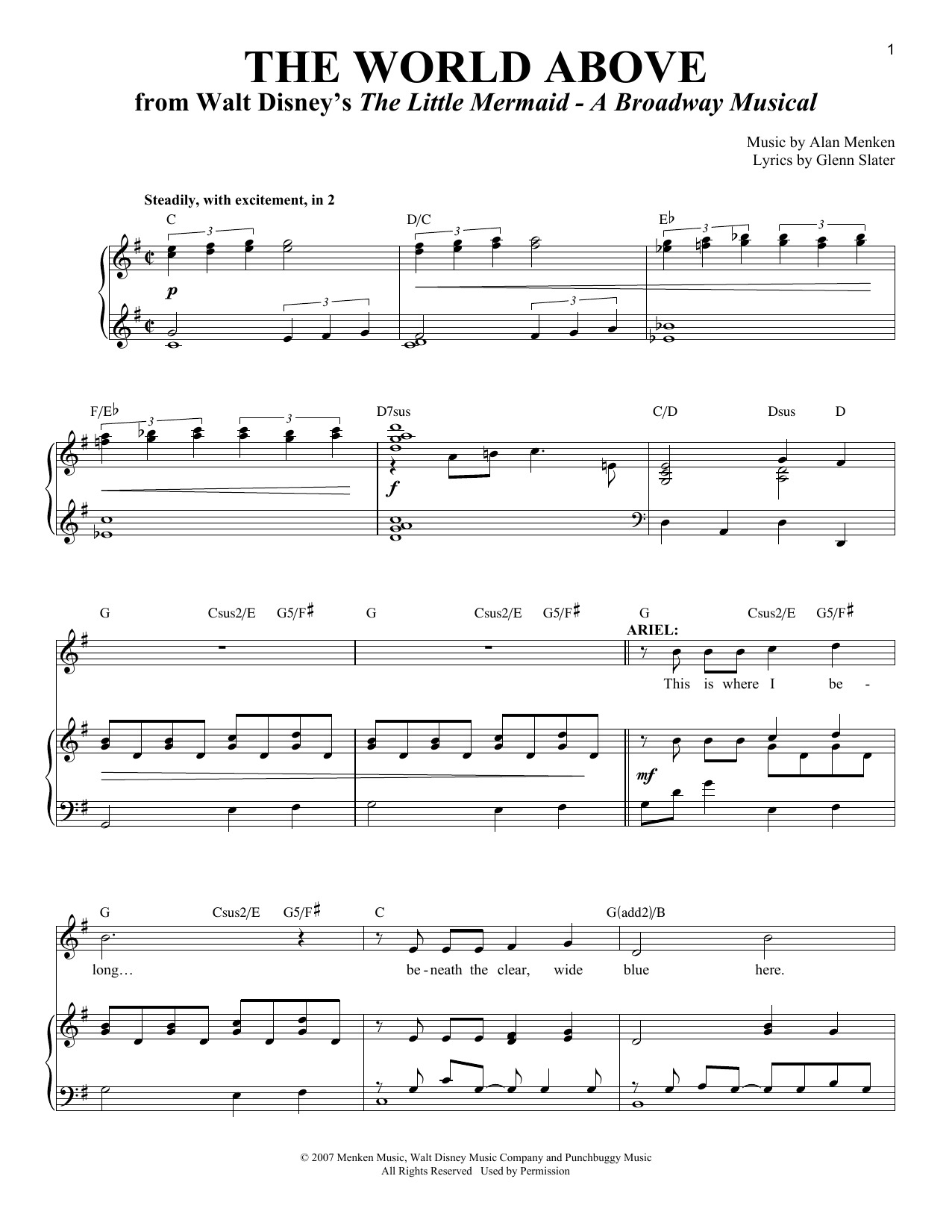 Glenn Slater The World Above sheet music notes and chords. Download Printable PDF.