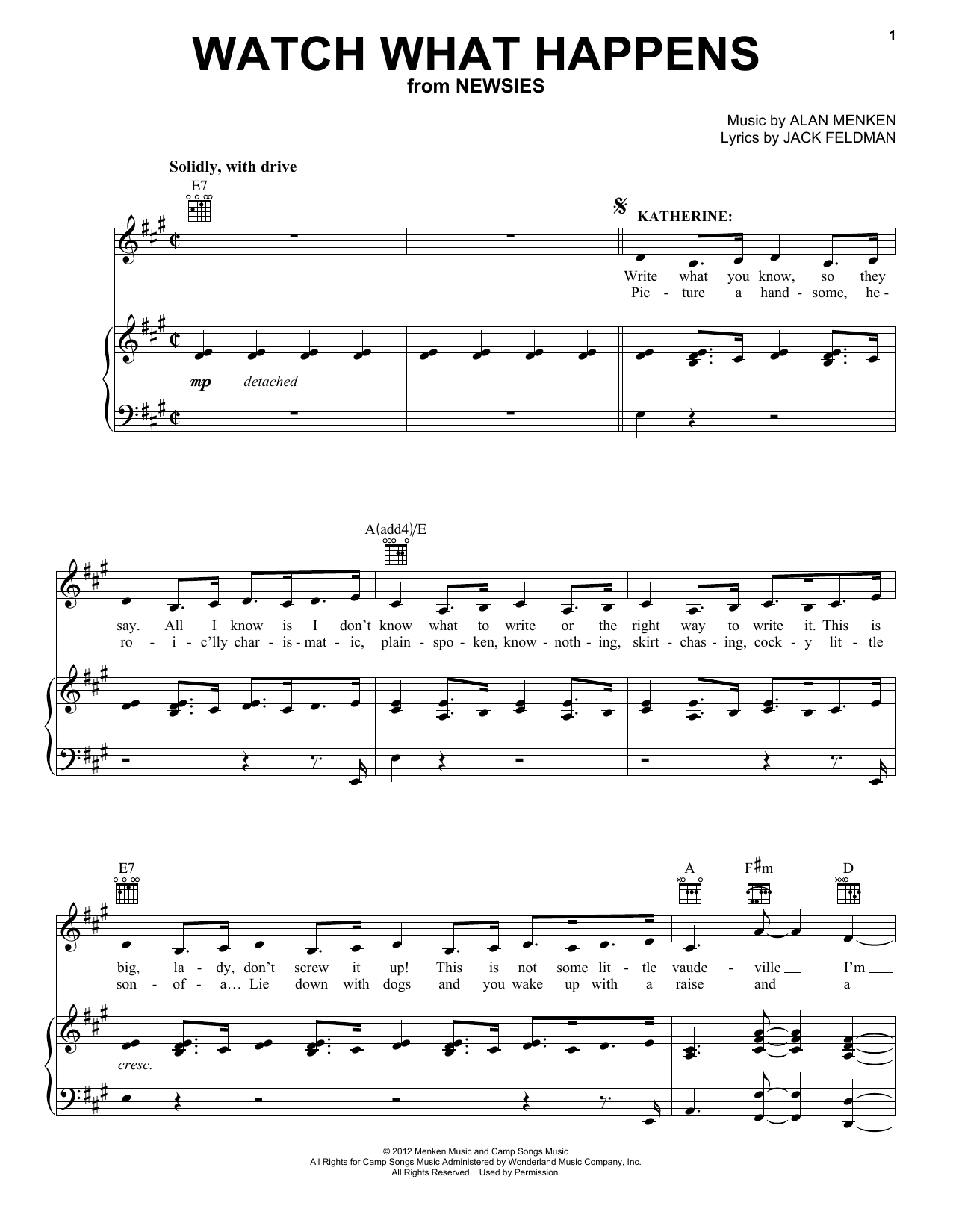 Alan Menken Watch What Happens sheet music notes and chords. Download Printable PDF.