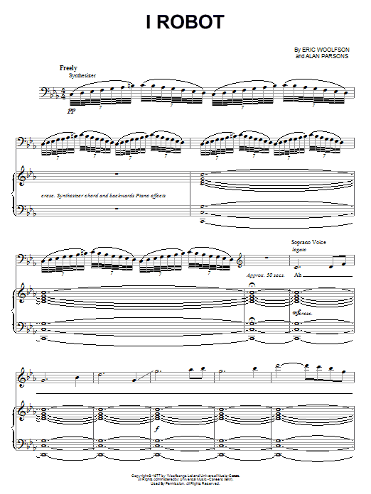 The Alan Parsons Project I Robot sheet music notes and chords arranged for Piano, Vocal & Guitar Chords (Right-Hand Melody)