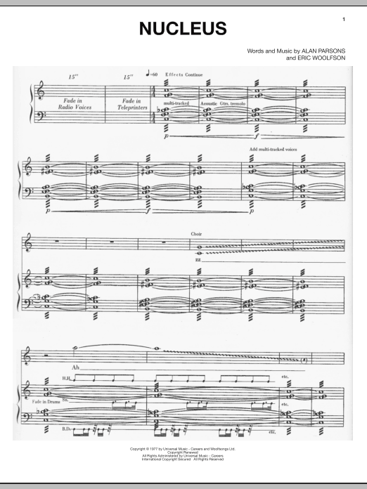 The Alan Parsons Project Nucleus sheet music notes and chords arranged for Piano, Vocal & Guitar Chords (Right-Hand Melody)