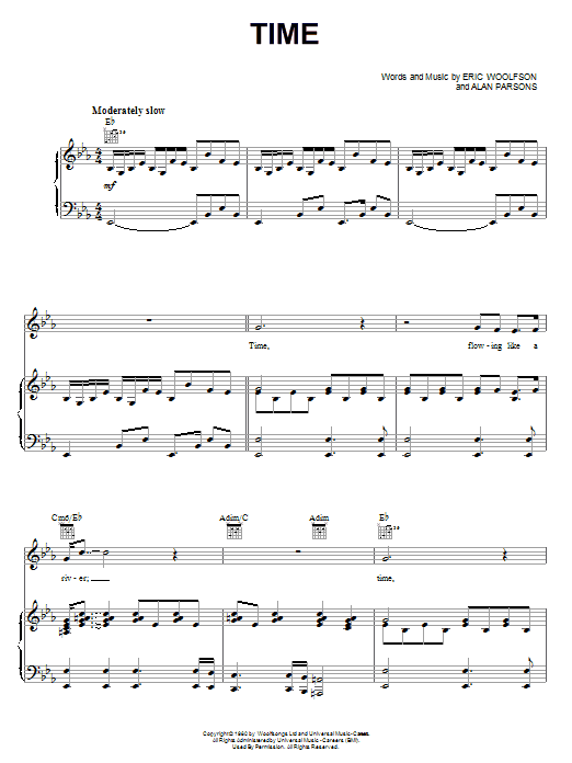 The Alan Parsons Project Time sheet music notes and chords arranged for Piano, Vocal & Guitar Chords (Right-Hand Melody)