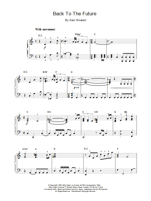 Alan Silvestri Back To The Future (Theme) sheet music notes and chords. Download Printable PDF.