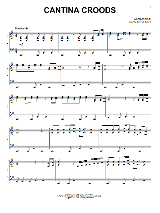 Learn to play Alan Silvestri Cantina Croods (from The Croods) sheet music for Piano Solo in minutes. Price: 7.8900$ Alan Silvestri Cantina Croods (from The Croods) sheet music notes and chords arranged for Piano Solo