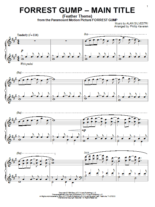 Alan Silvestri Forrest Gump - Main Title (Feather Theme) sheet music notes and chords. Download Printable PDF.