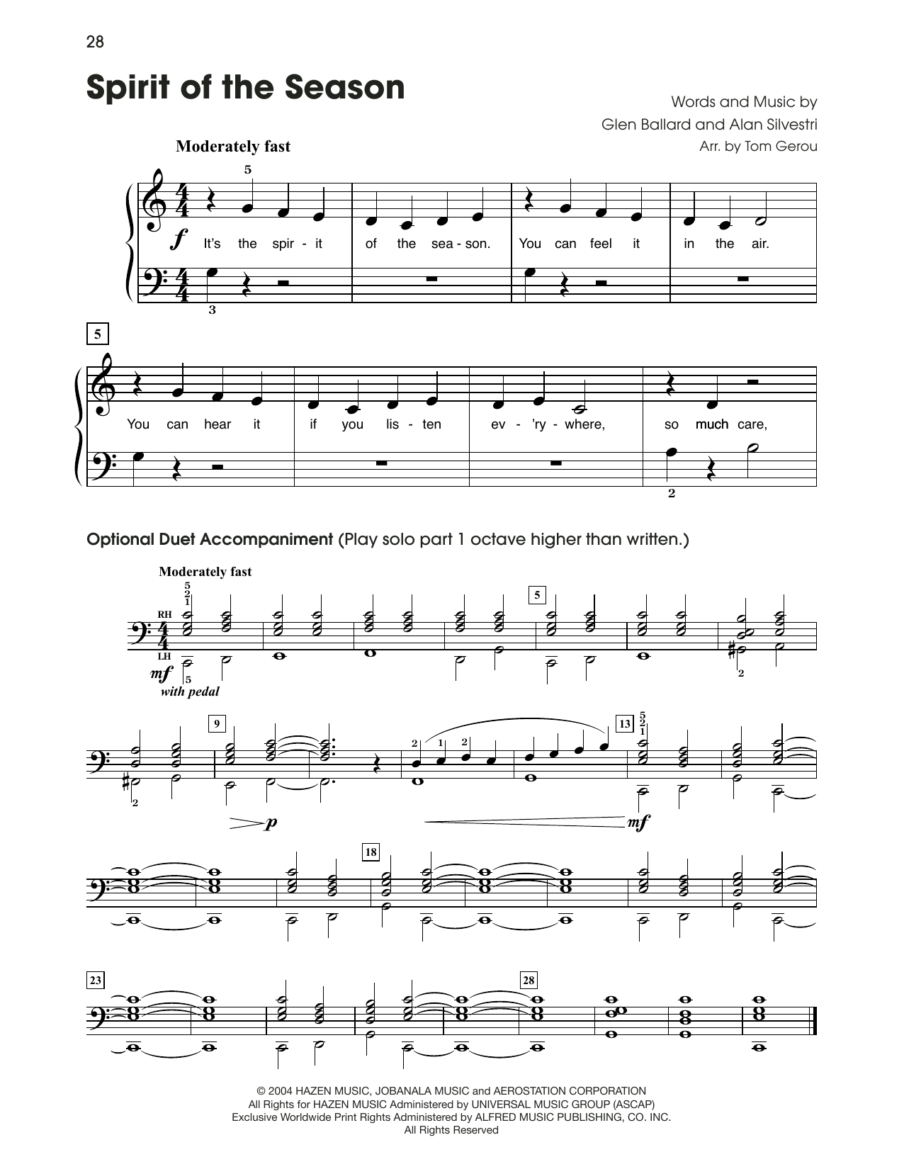 Alan Silvestri Spirit Of The Season (from The Polar Express) (arr. Tom Gerou) sheet music notes and chords. Download Printable PDF.