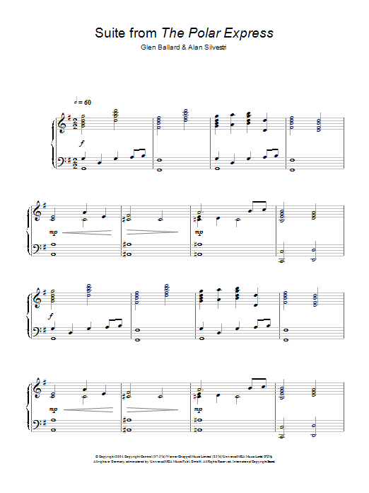 Alan Silvestri Suite (from The Polar Express) sheet music notes and chords. Download Printable PDF.