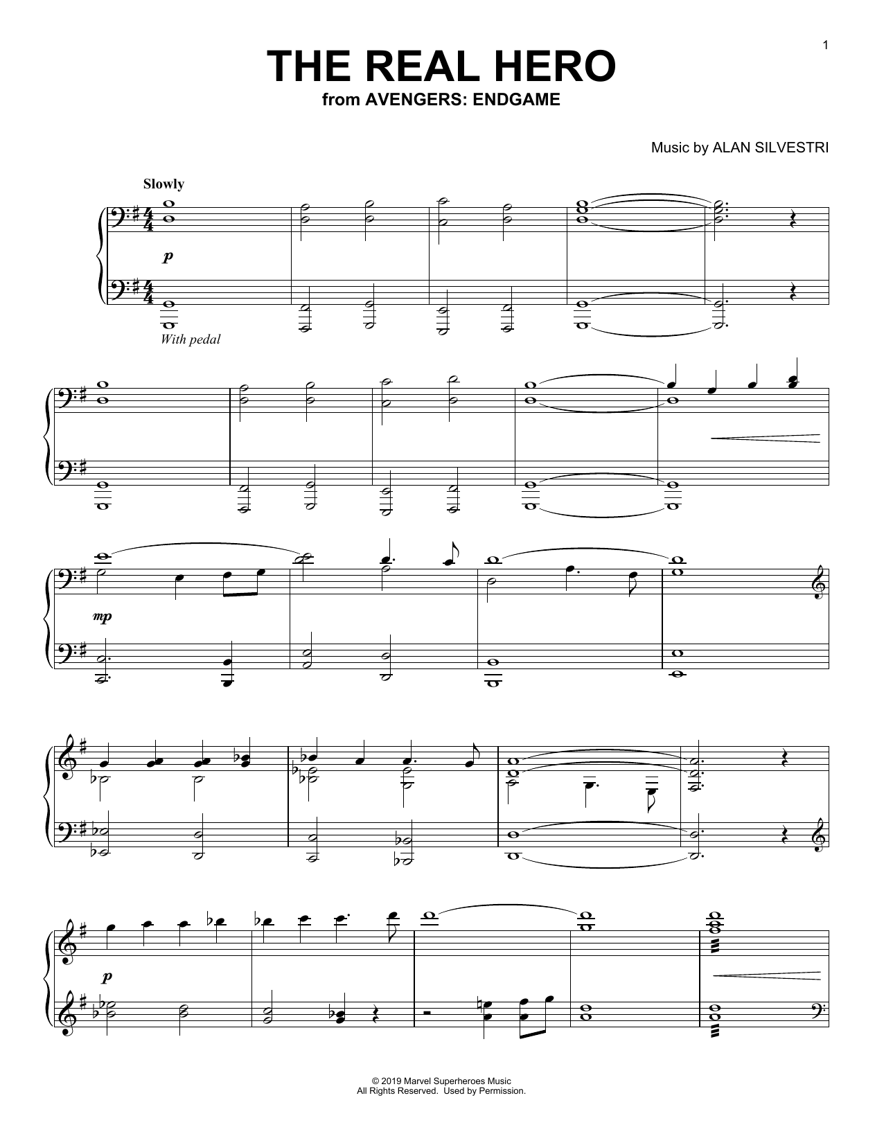 Alan Silvestri The Real Hero (from Avengers: Endgame) sheet music notes and chords. Download Printable PDF.