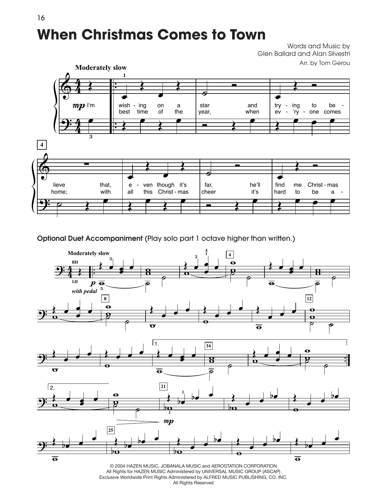 Alan Silvestri When Christmas Comes To Town (from The Polar Express) (arr. Tom Gerou) sheet music notes and chords. Download Printable PDF.