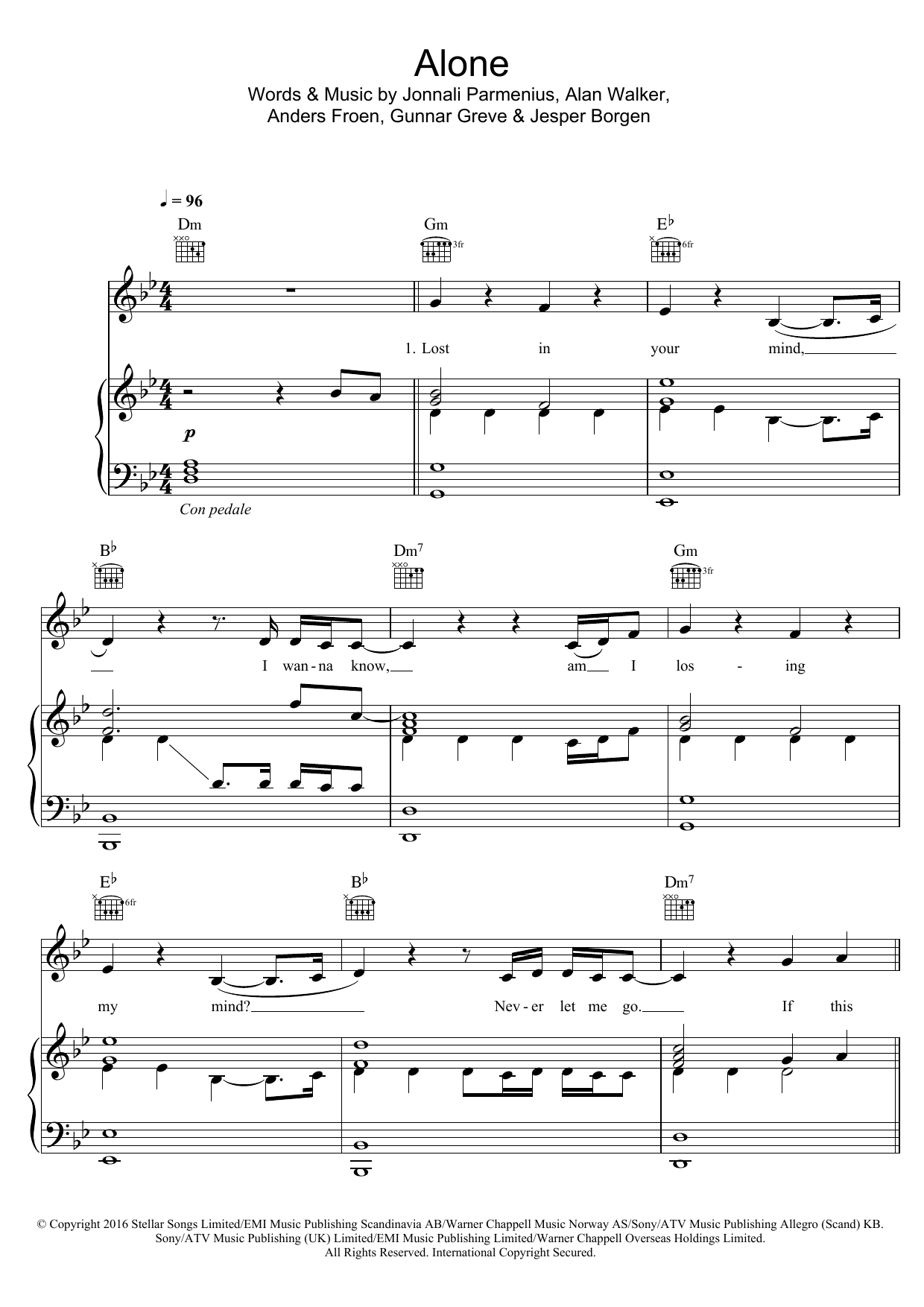 Alan Walker Alone sheet music notes and chords. Download Printable PDF.