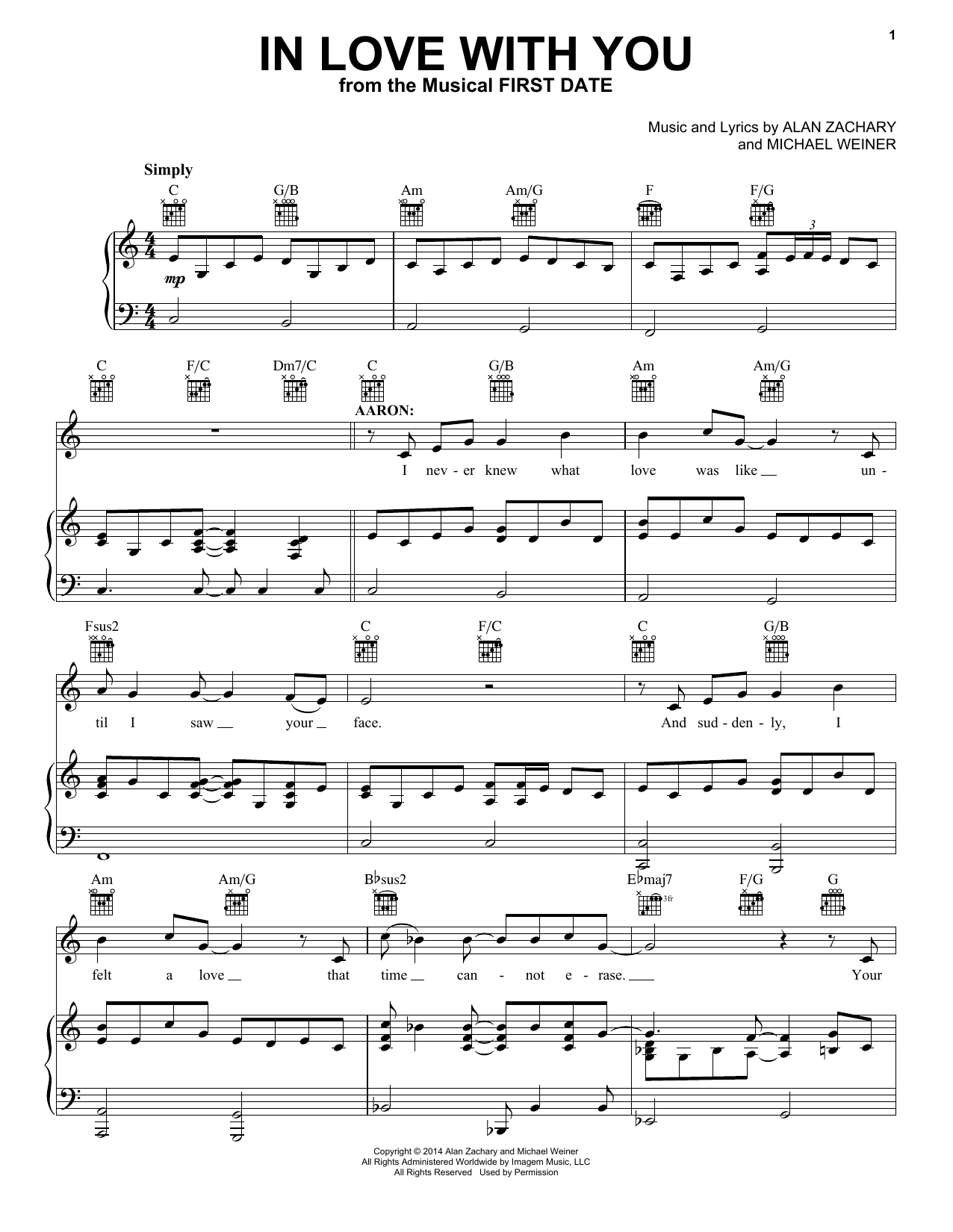 Alan Zachary In Love With You sheet music notes and chords. Download Printable PDF.