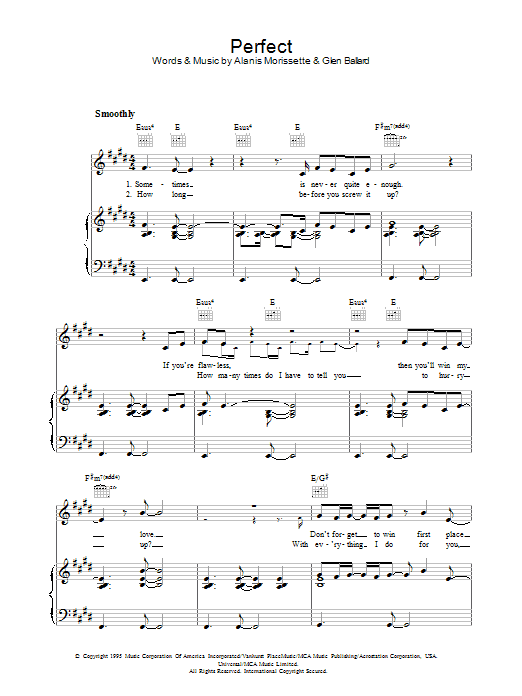 Alanis Morissette Perfect sheet music notes and chords. Download Printable PDF.