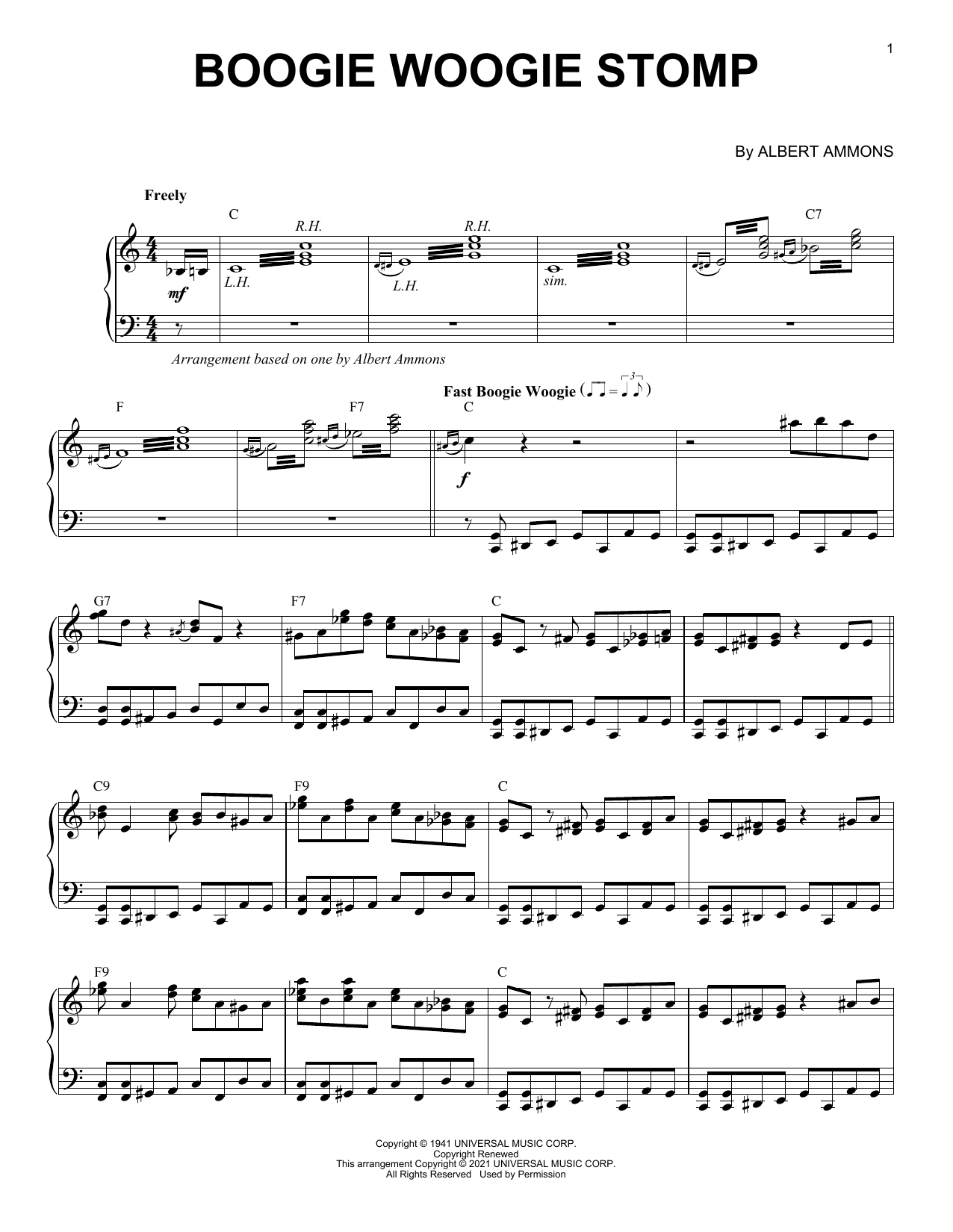 Albert Ammons Boogie Woogie Stomp (arr. Brent Edstrom) sheet music notes and chords. Download Printable PDF.