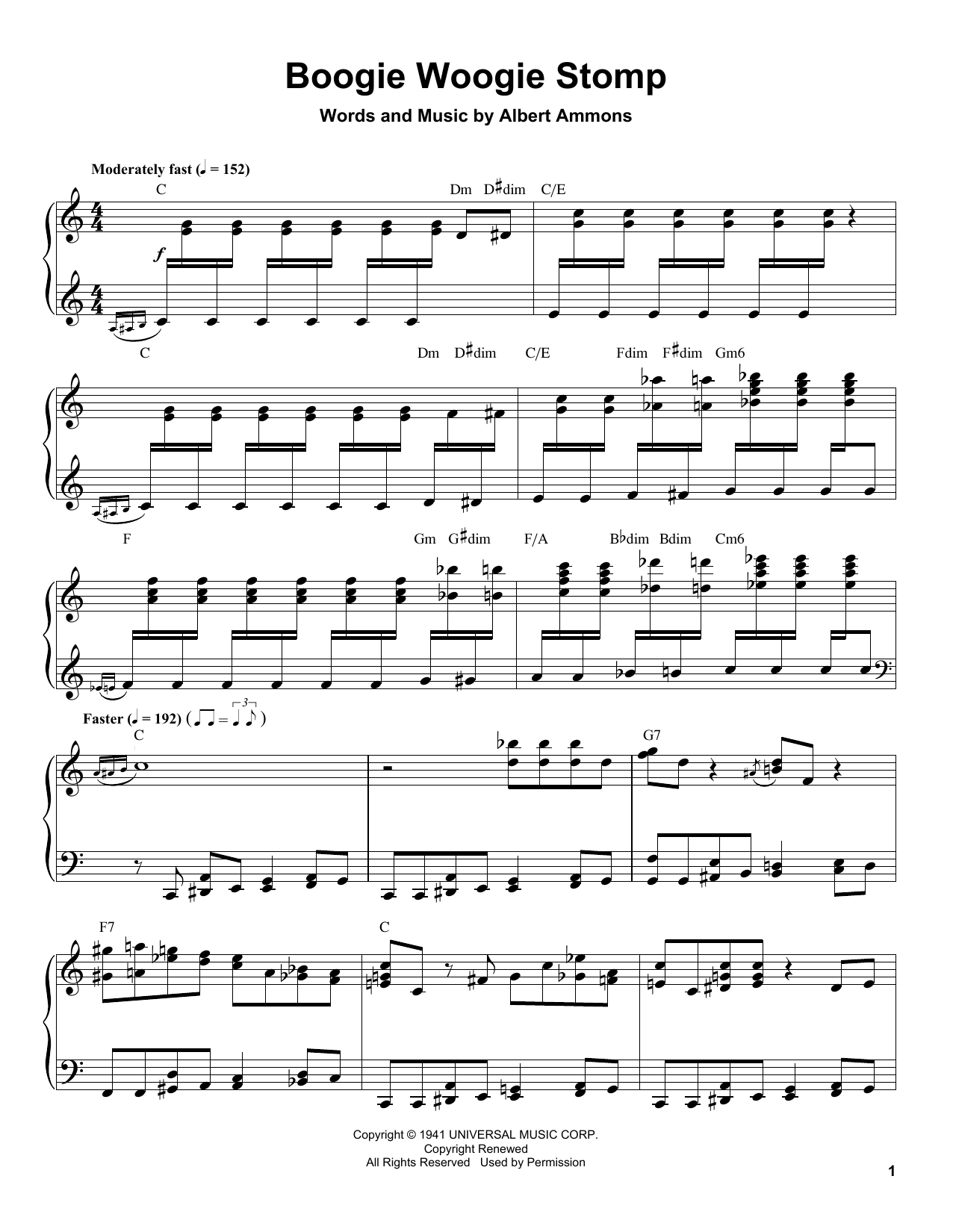 Albert Ammons Boogie Woogie Stomp sheet music notes and chords. Download Printable PDF.