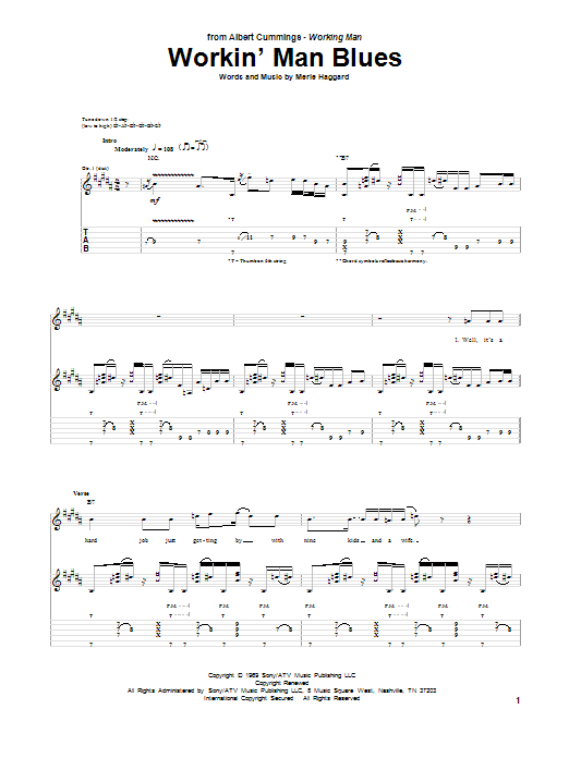 Albert Cummings Workin' Man Blues sheet music notes and chords. Download Printable PDF.