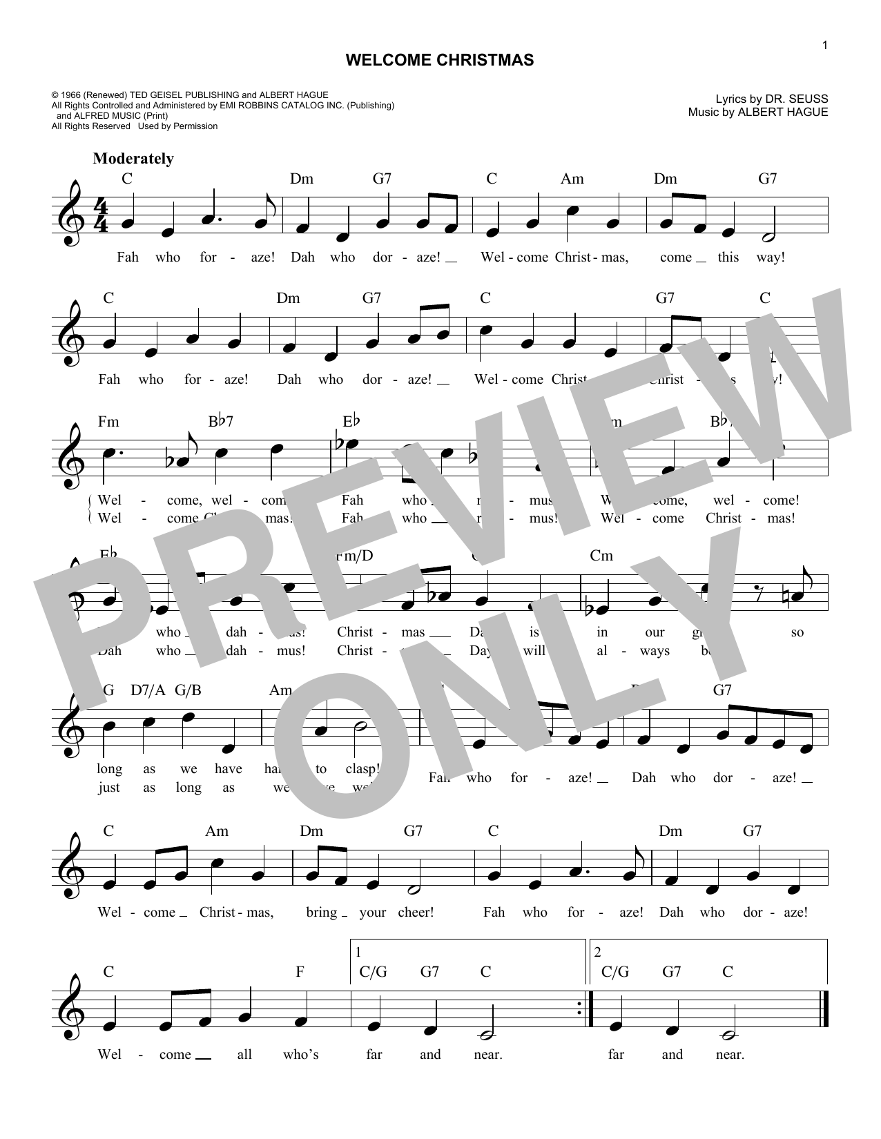 Albert Hague Welcome Christmas sheet music notes and chords. Download Printable PDF.