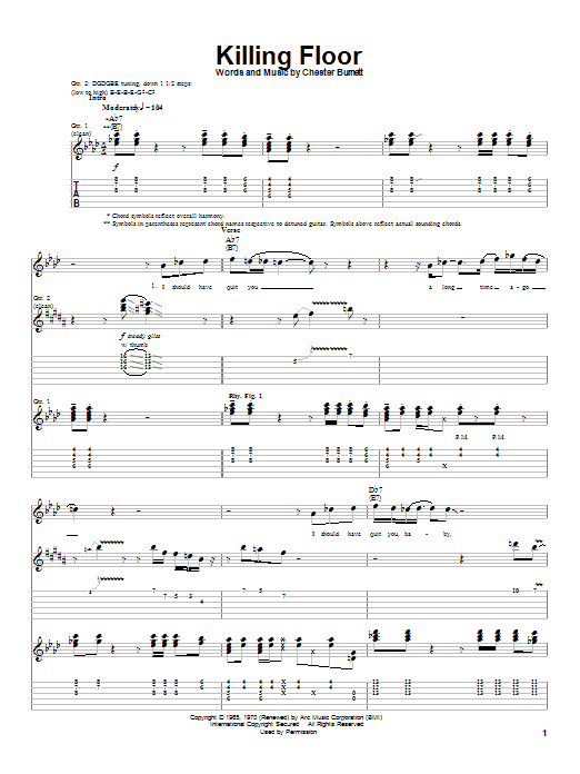 Albert King Killing Floor sheet music notes and chords. Download Printable PDF.