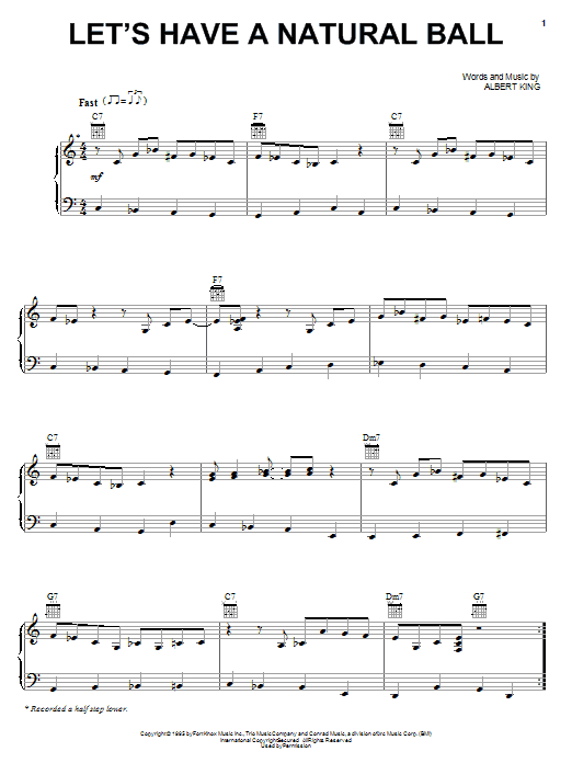Learn to play Albert King Let's Have A Natural Ball sheet music for Real Book – Melody, Lyrics & Chords in minutes. Price: 5.9900$ Albert King Let's Have A Natural Ball sheet music notes and chords arranged for Real Book – Melody, Lyrics & Chords