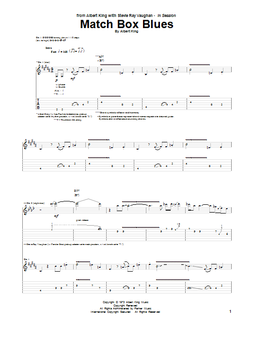 Albert King & Stevie Ray Vaughan Match Box Blues sheet music notes and chords. Download Printable PDF.