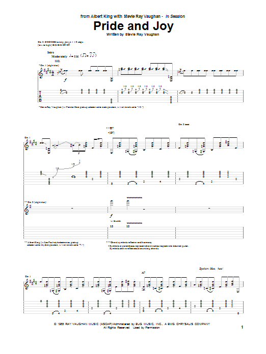 Albert King & Stevie Ray Vaughan Pride And Joy sheet music notes and chords. Download Printable PDF.