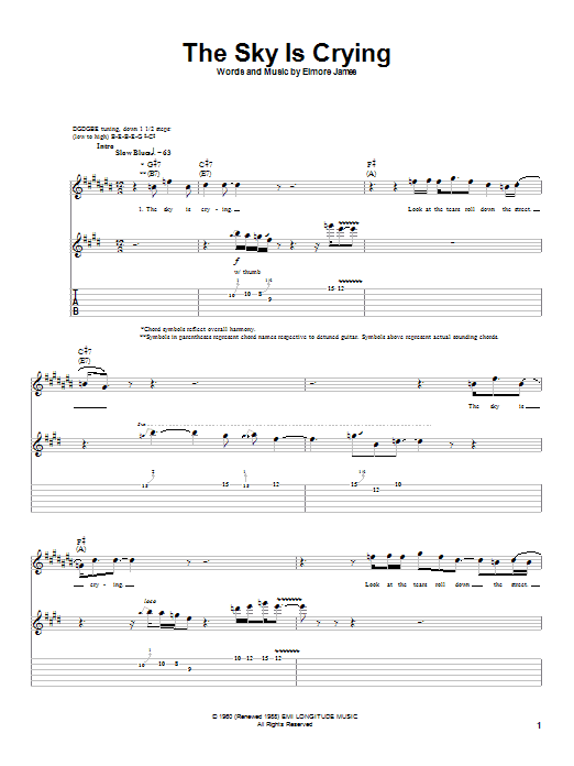 Learn to play Albert King The Sky Is Crying sheet music for Guitar Tab in minutes. Price: 7.8900$ Albert King The Sky Is Crying sheet music notes and chords arranged for Guitar Tab