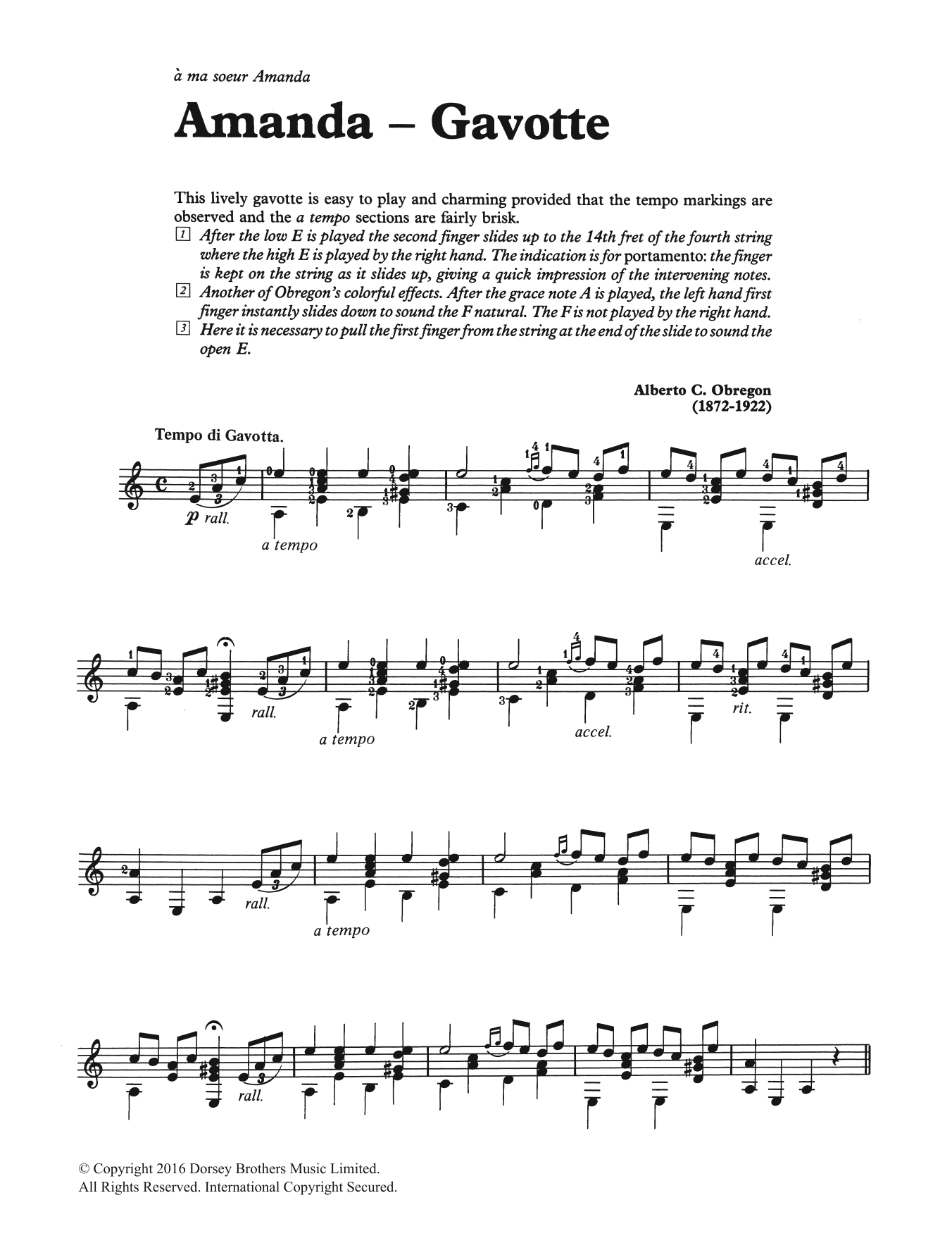 Alberto C. Obregon Amanda - Gavotte sheet music notes and chords. Download Printable PDF.