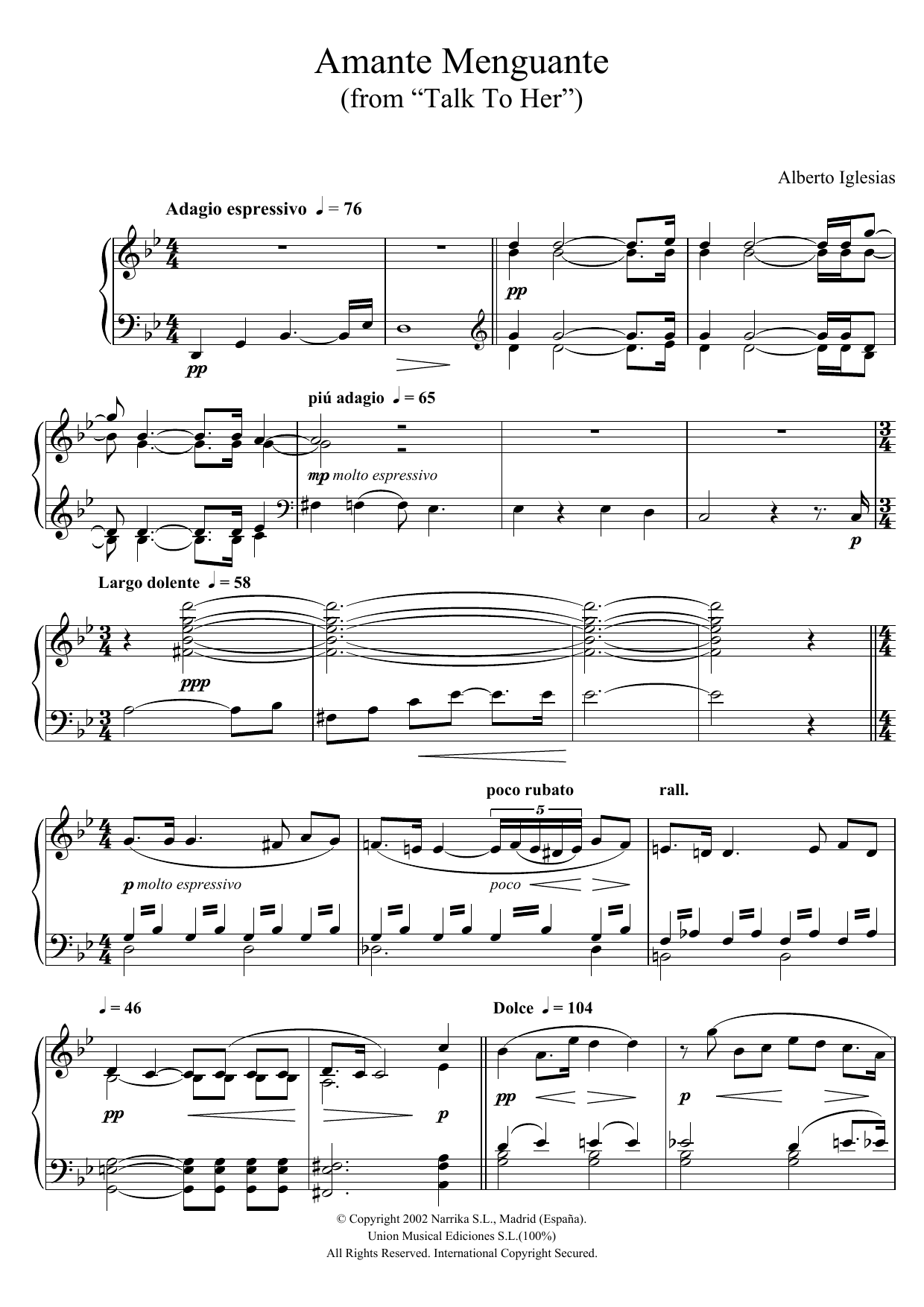 Learn to play Alberto Iglesias El Amante Menguante (from Alberto Iglesias El Amante Menguante (from