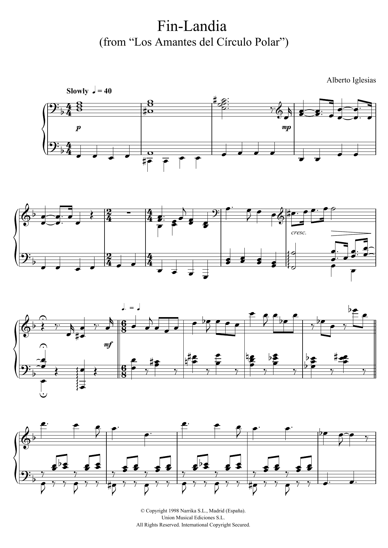 Learn to play Alberto Iglesias Fin-Landia (from Alberto Iglesias Fin-Landia (from