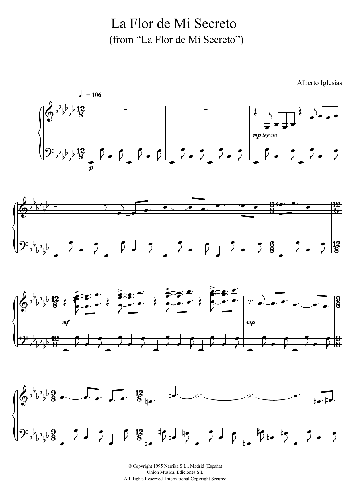 Learn to play Alberto Iglesias La Flor de Mi Secreto (from Alberto Iglesias La Flor de Mi Secreto (from