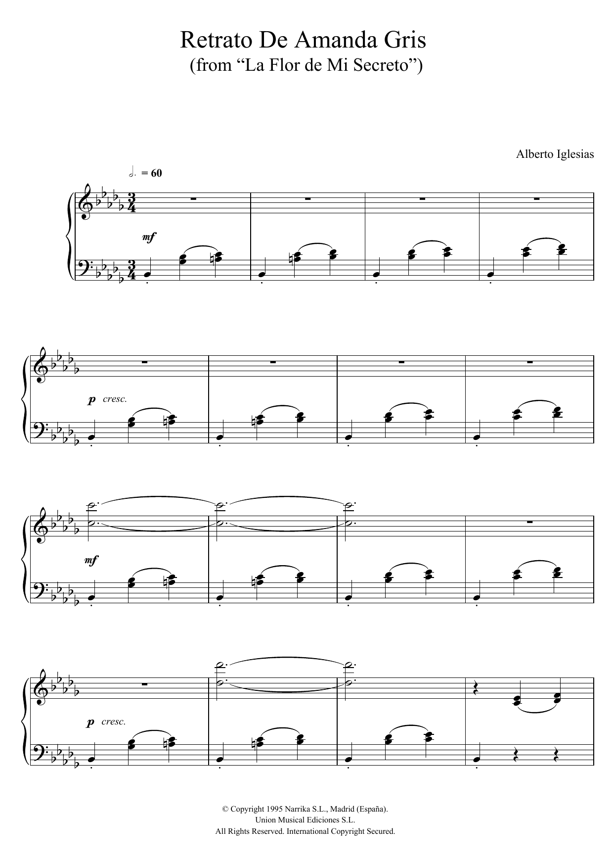 Learn to play Alberto Iglesias Retrato De Amanda Gris (from Alberto Iglesias Retrato De Amanda Gris (from