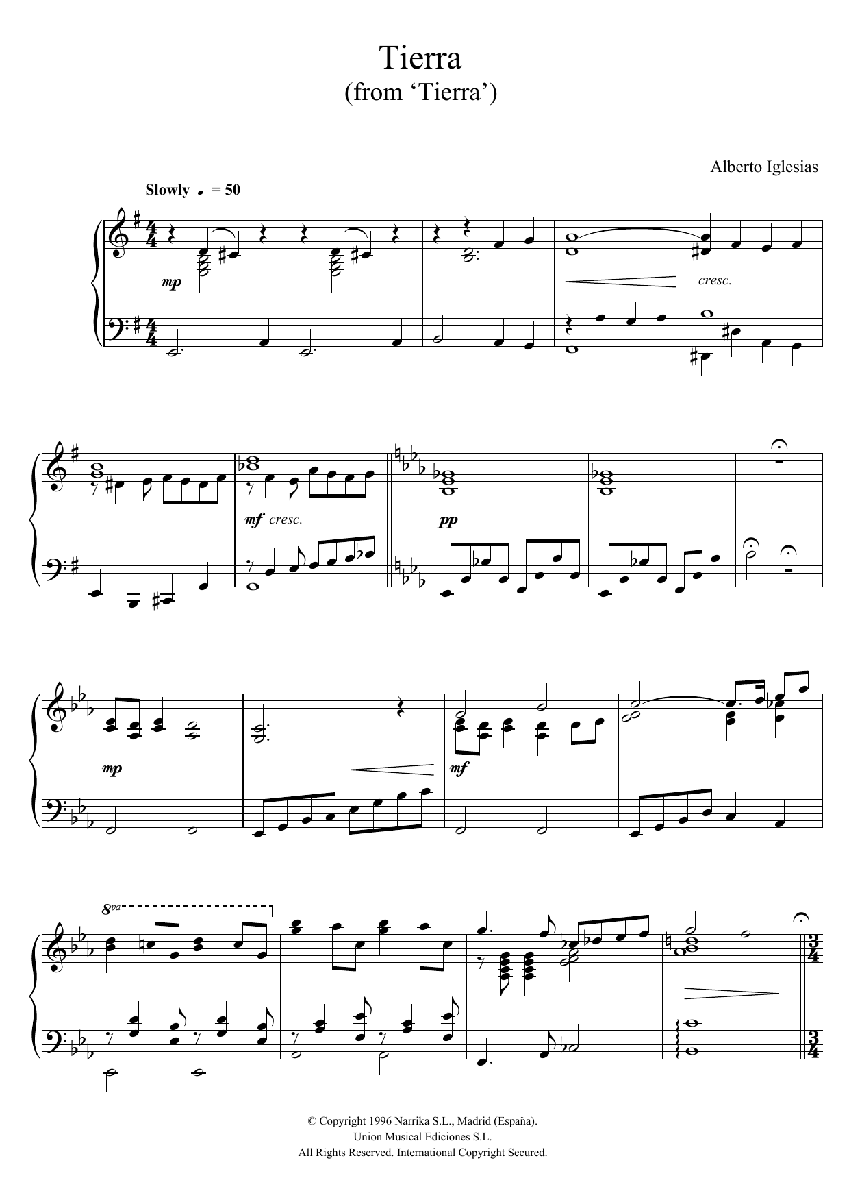 Learn to play Alberto Iglesias Tierra (from Alberto Iglesias Tierra (from