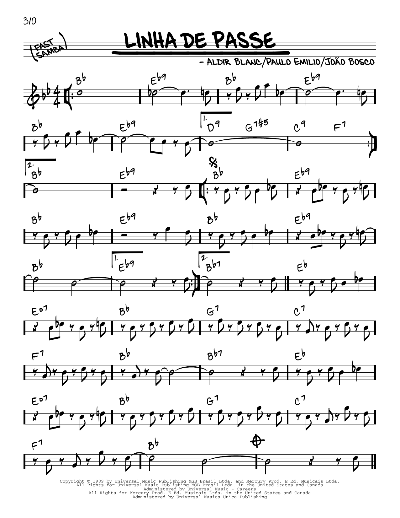 Learn to play Aldir Blanc Linha De Passe sheet music for Real Book – Melody & Chords in minutes. Price: 5.9900$ Aldir Blanc Linha De Passe sheet music notes and chords arranged for Real Book – Melody & Chords