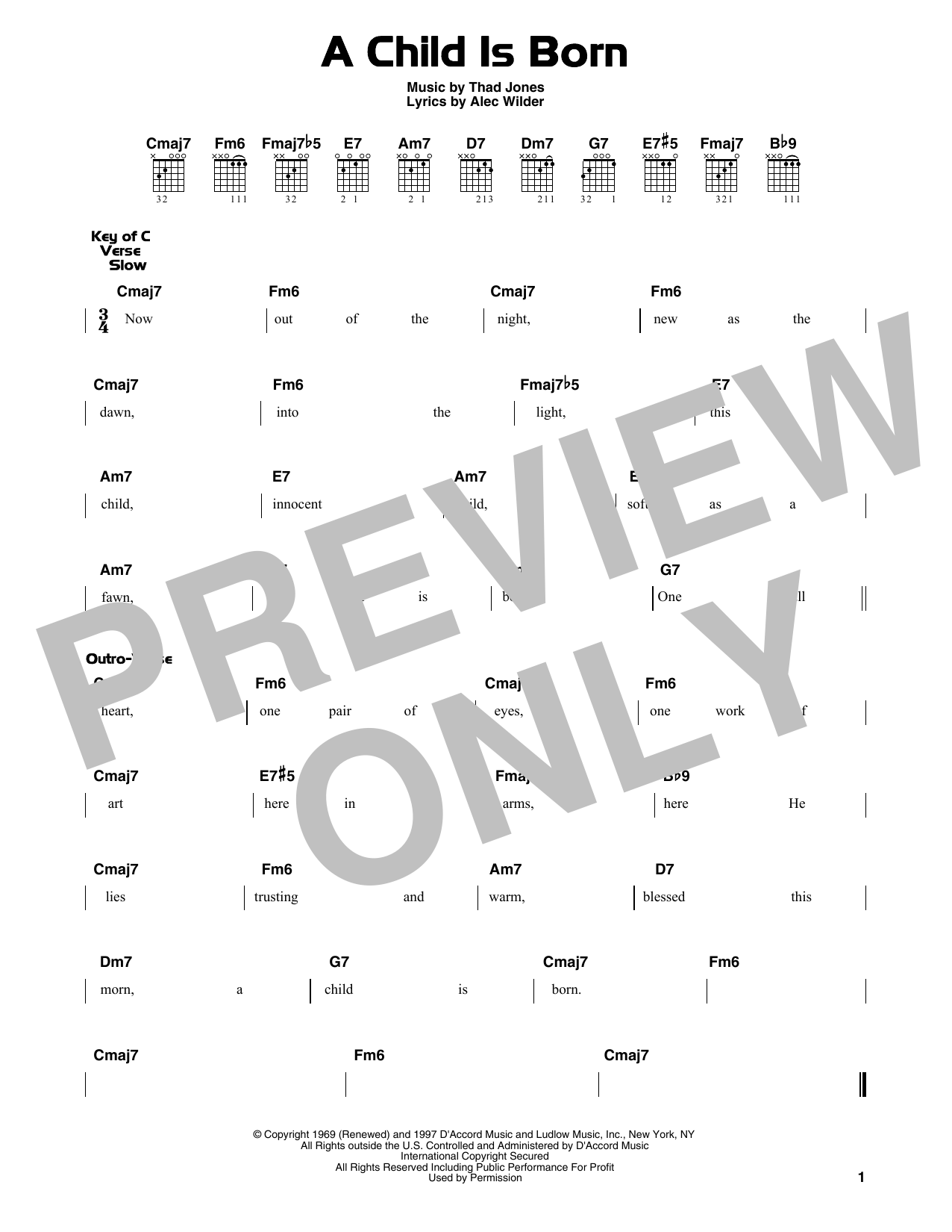 Alec Wilder A Child Is Born sheet music notes and chords. Download Printable PDF.